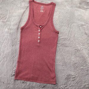 aerie Pink Ribbed  "Real Soft" racer back Button tank top